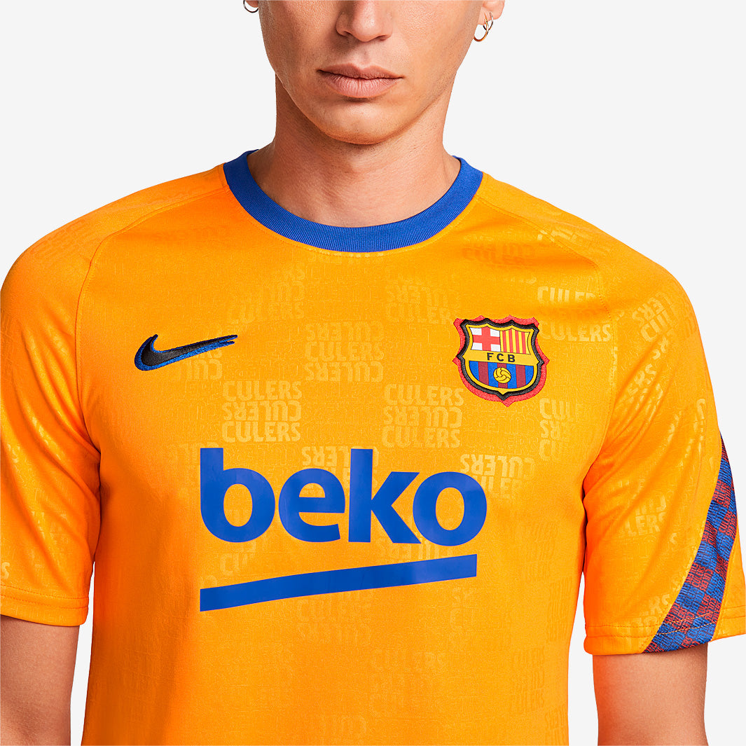 Nike FC Barcelona 21/22 SS Pre Match Top - Vivid Orange/Vivid