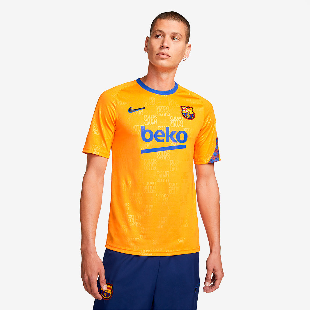 Nike FC Barcelona 21/22 SS Pre Match Top - Vivid Orange/Vivid