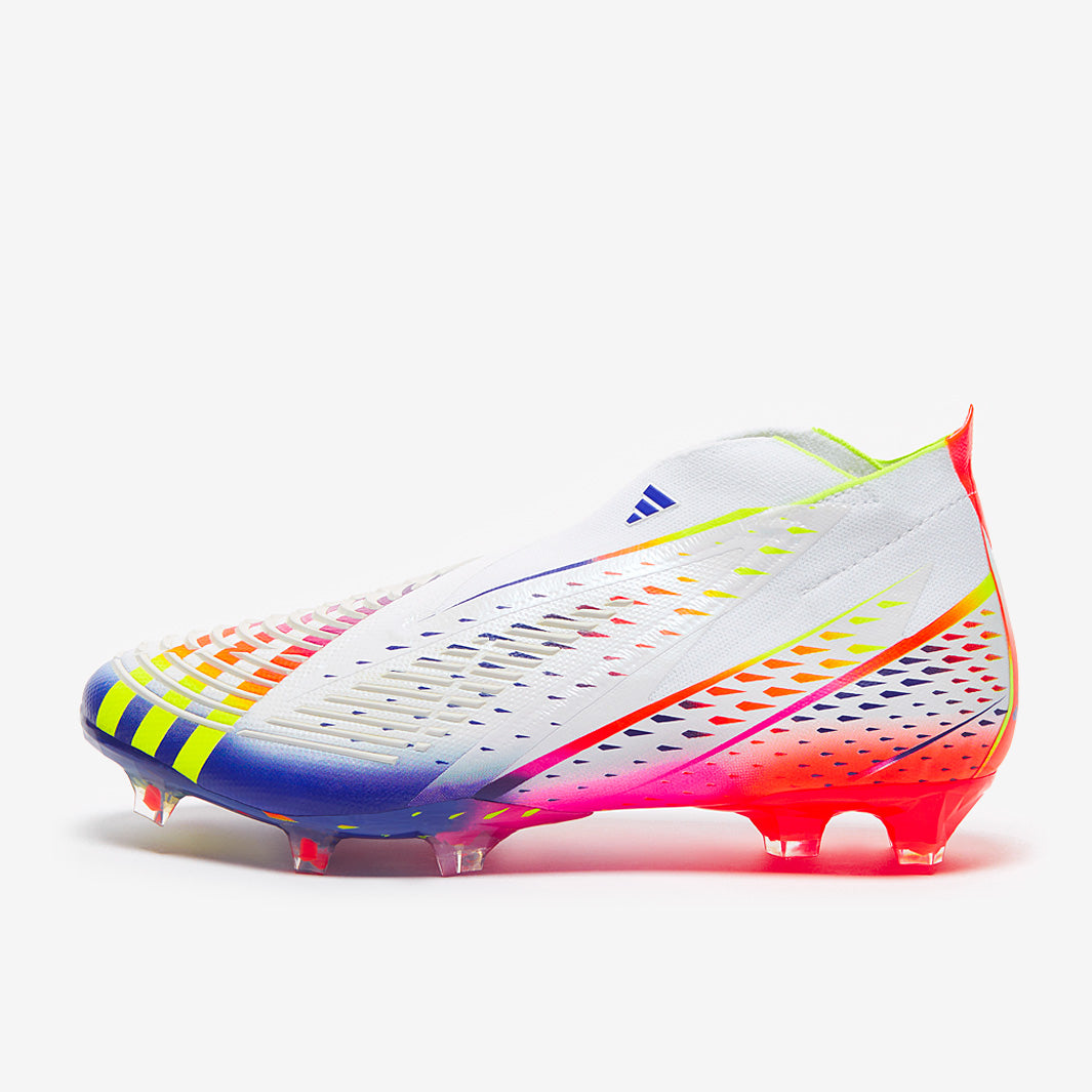 adidas Predator Edge+ FG - White/Solar Yellow/Power Blue - Mens Boots