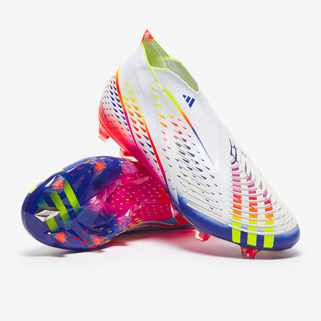 adidas Predator Edge+ FG - White/Solar Yellow/Power Blue - Mens Boots