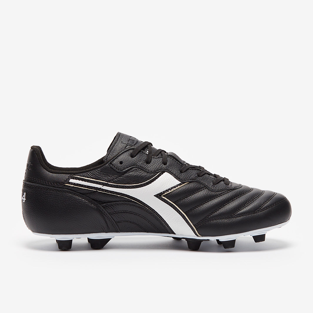 diadora Brasil サッカーシューズ ブラック Diadora Brasil Classico Leather FG - Black/Black/White - Adult Boots