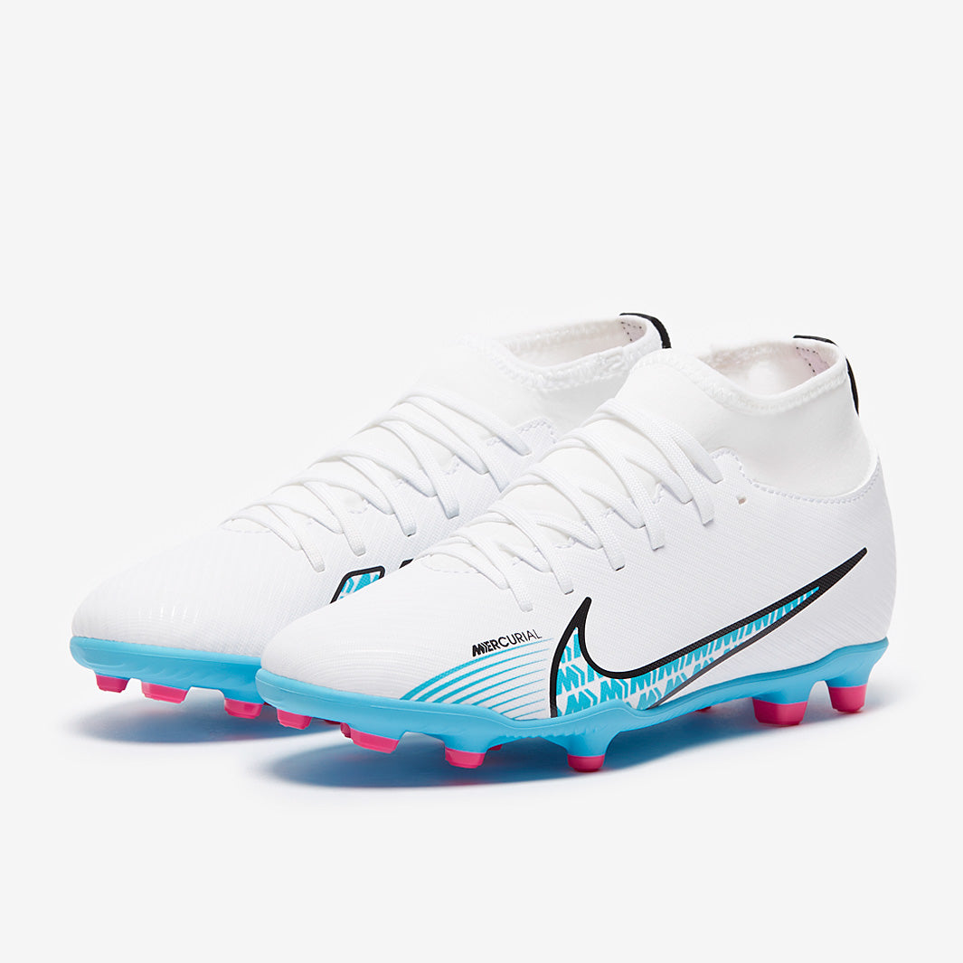 Nike Kids Mercurial Superfly IX Club FG/MG - White/Baltic Blue