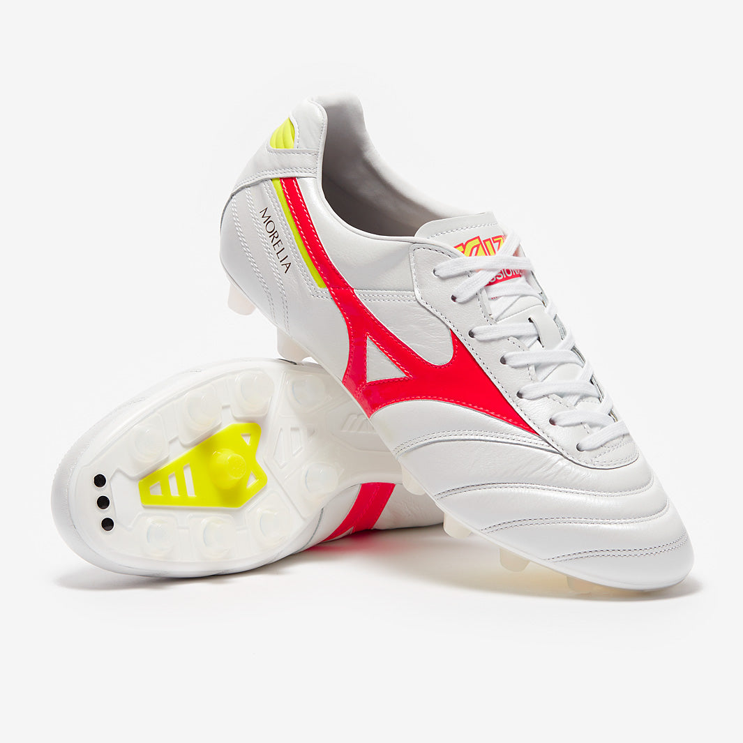 Mizuno Morelia II Made In Japan FG - White/Fiery Coral 2 - Mens
