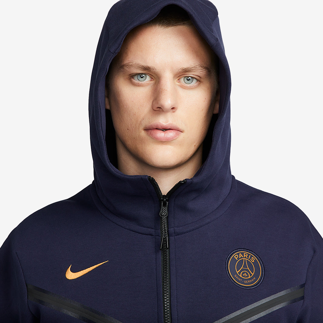 Nike PSG 23/24 NSW Tech Fleece Hoodie FZWR - Blackened Blue/Gold